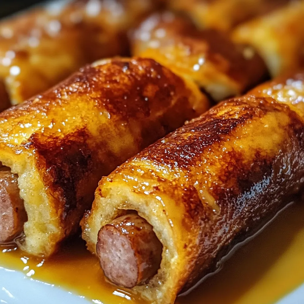 Golden Sausage French Toast Roll-Ups with Maple Cinnamon Glaze - secondary view